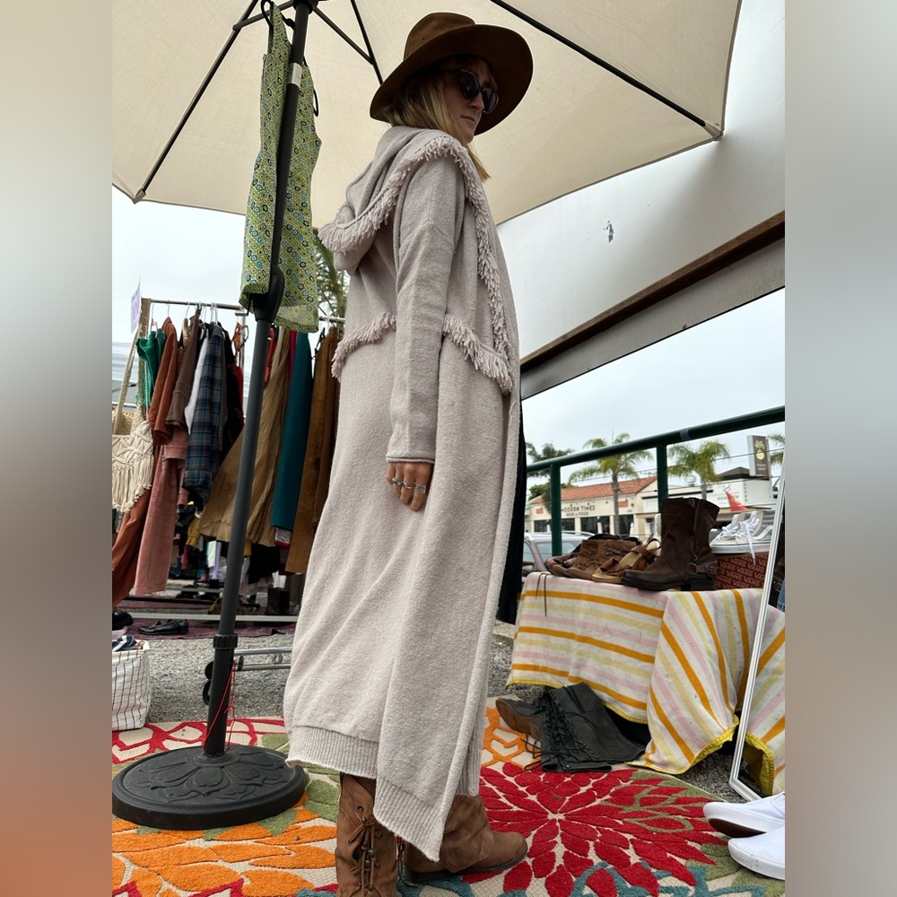 Free People long fringe hooded cardigan